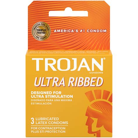 Trojan™ Ultra Ribbed Lubricated Condoms .